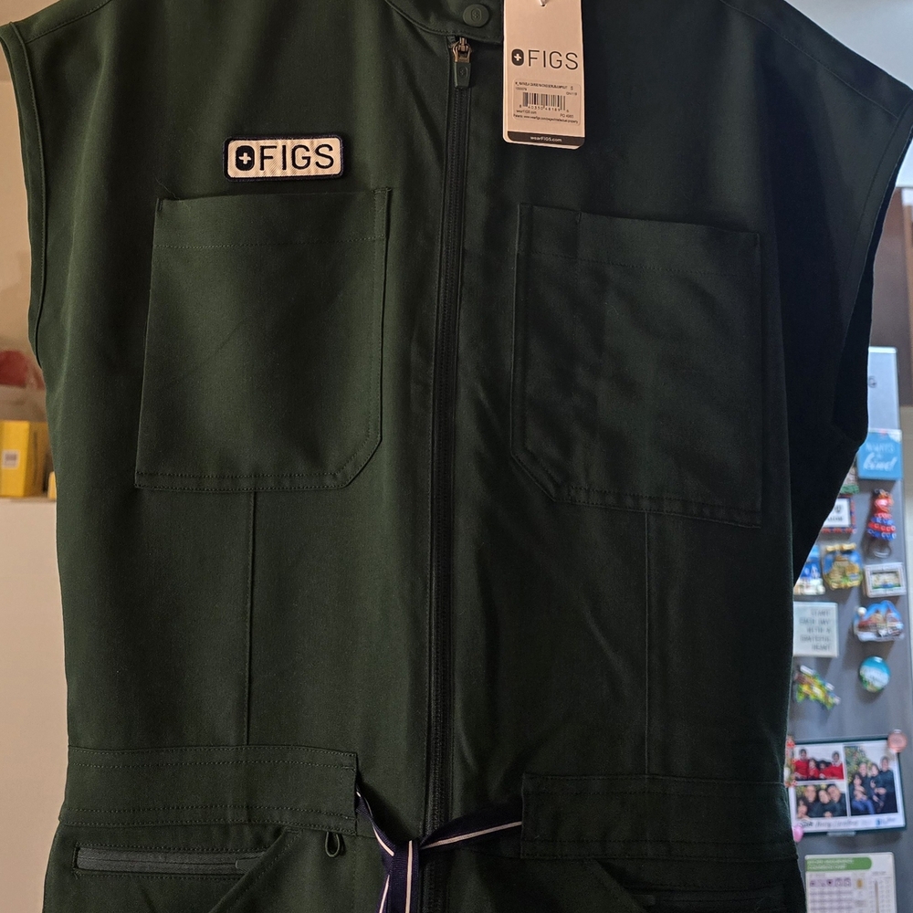 Figs Green Zip-Up Jumpsuit